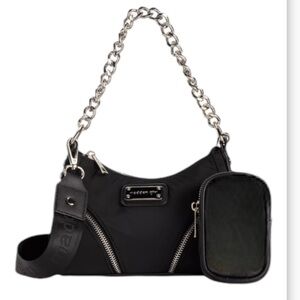 Madden Girl Black Nylon Modular Crossbody handbag with Removable Pouch NWT